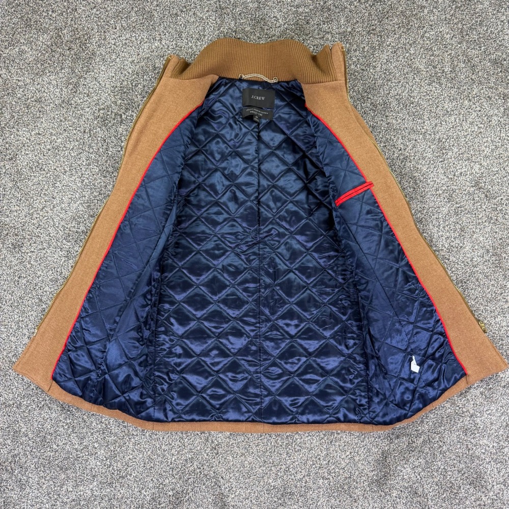 J.Crew Italian Stadium Cloth Wool Coat Brown Nello Gori Zip Up Womens 0 Petite - Picture 3 of 12